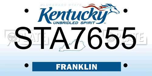 STA7655 Kentucky License Plate