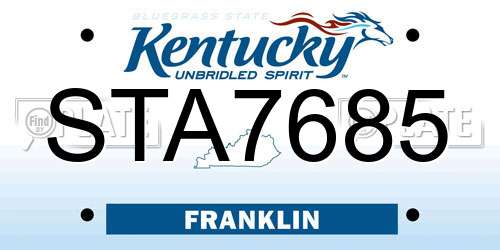 STA7685 Kentucky License Plate