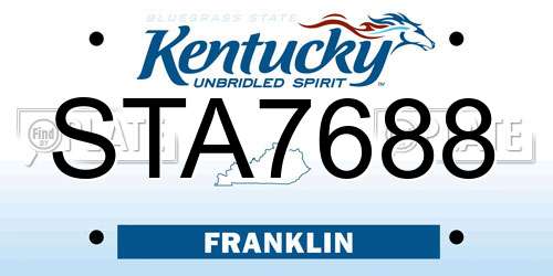 STA7688 Kentucky License Plate