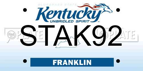 STAK92 Kentucky License Plate