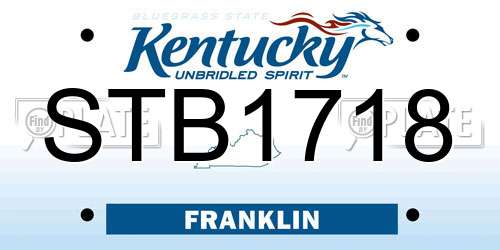 STB1718 Kentucky License Plate
