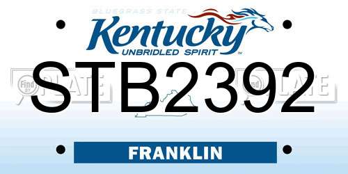 STB2392 Kentucky License Plate