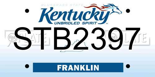 STB2397 Kentucky License Plate