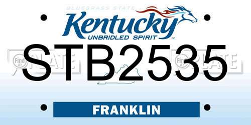 STB2535 Kentucky License Plate