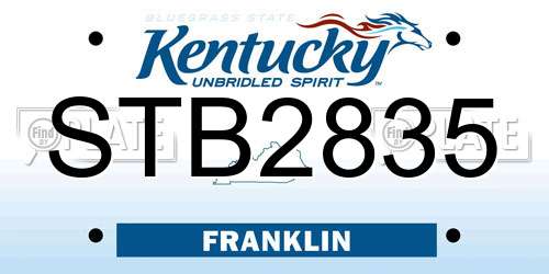 STB2835 Kentucky License Plate