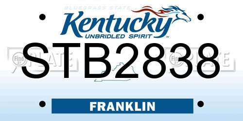 STB2838 Kentucky License Plate