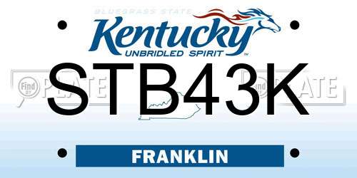 STB43K Kentucky License Plate