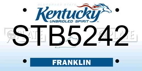 STB5242 Kentucky License Plate