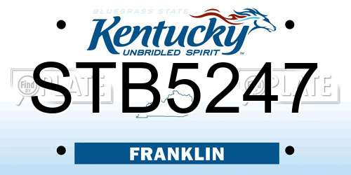 STB5247 Kentucky License Plate