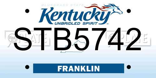 STB5742 Kentucky License Plate