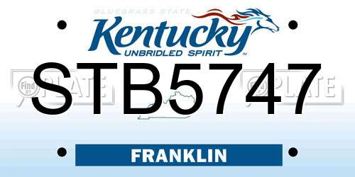 STB5747 Kentucky License Plate