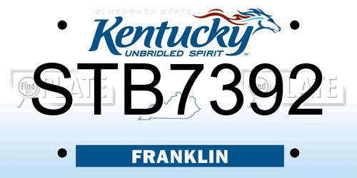 STB7392 Kentucky License Plate