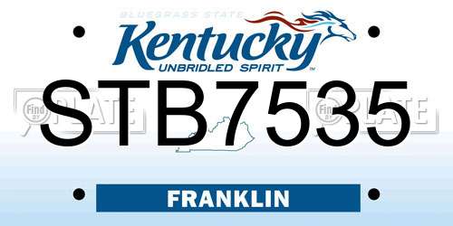 STB7535 Kentucky License Plate