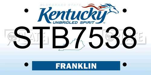 STB7538 Kentucky License Plate