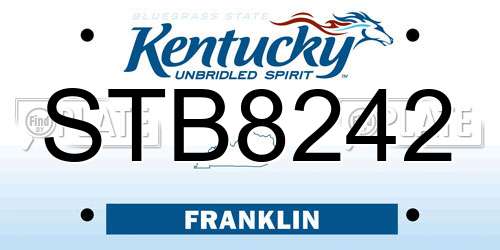 STB8242 Kentucky License Plate