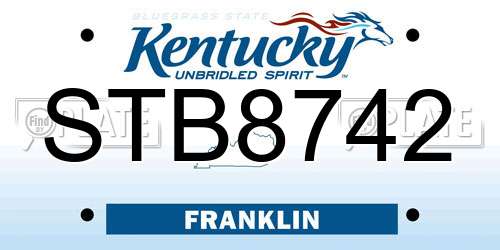STB8742 Kentucky License Plate