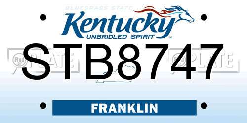 STB8747 Kentucky License Plate