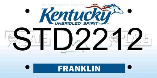 STD2212 Kentucky License Plate