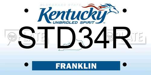 STD34R Kentucky License Plate