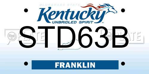 STD63B Kentucky License Plate