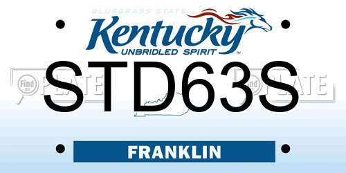 STD63S Kentucky License Plate