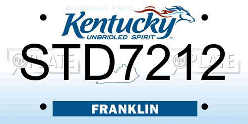 STD7212 Kentucky License Plate
