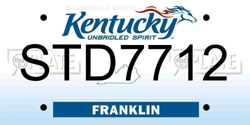 STD7712 Kentucky License Plate