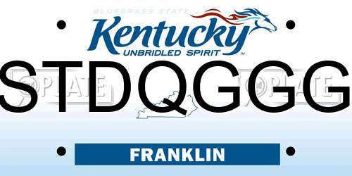STDQGGG Kentucky License Plate