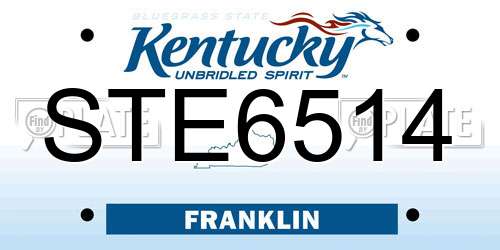 STE6514 Kentucky License Plate
