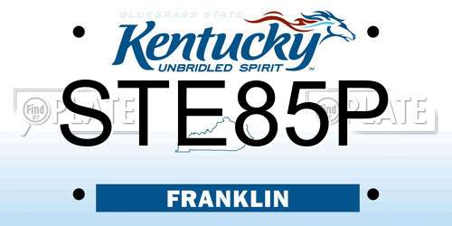 STE85P Kentucky License Plate