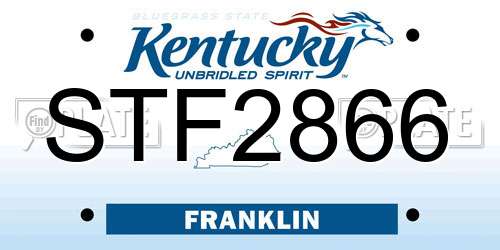 STF2866 Kentucky License Plate