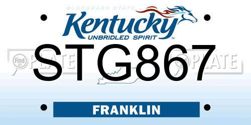 STG867 Kentucky License Plate