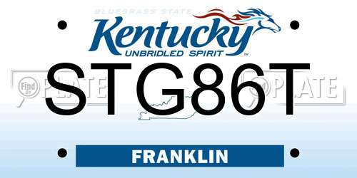 STG86T Kentucky License Plate