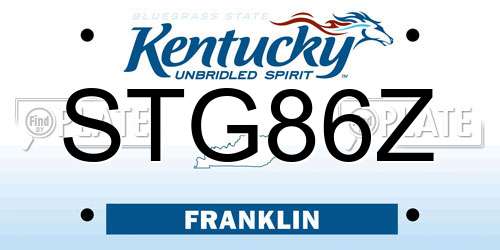STG86Z Kentucky License Plate