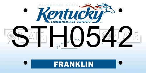 STH0542 Kentucky License Plate