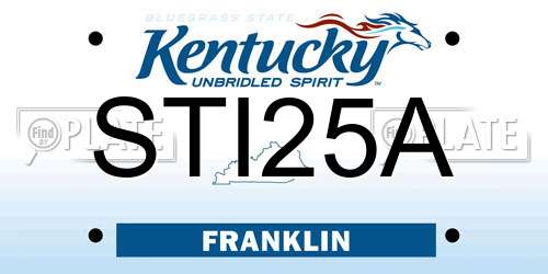 STI25A Kentucky License Plate