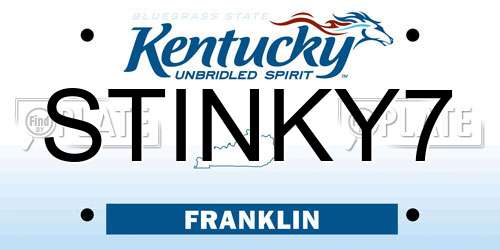 STINKY7 Kentucky License Plate