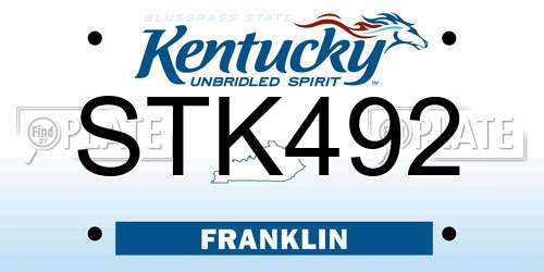 STK492 Kentucky License Plate