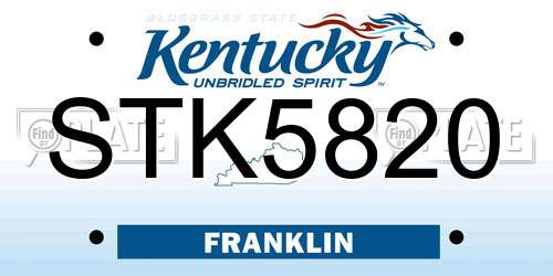 STK5820 Kentucky License Plate