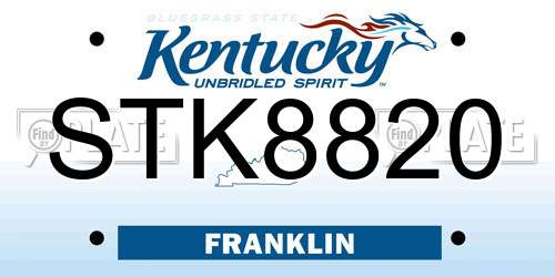 STK8820 Kentucky License Plate