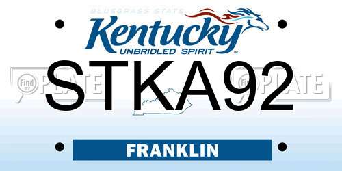 STKA92 Kentucky License Plate