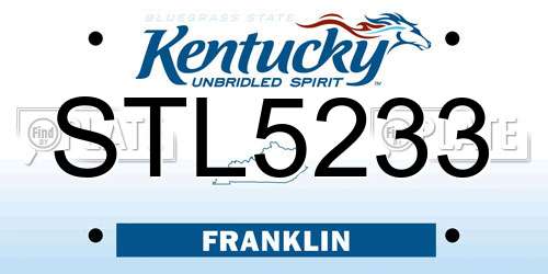 STL5233 Kentucky License Plate