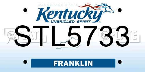 STL5733 Kentucky License Plate