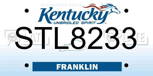 STL8233 Kentucky License Plate