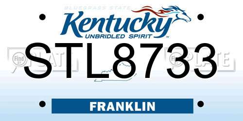 STL8733 Kentucky License Plate