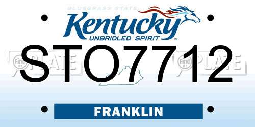 STO7712 Kentucky License Plate