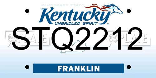 STQ2212 Kentucky License Plate