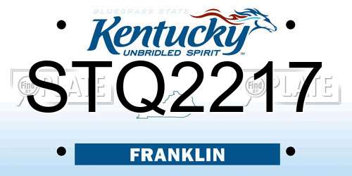 STQ2217 Kentucky License Plate