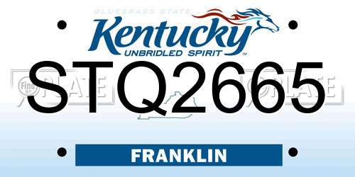 STQ2665 Kentucky License Plate
