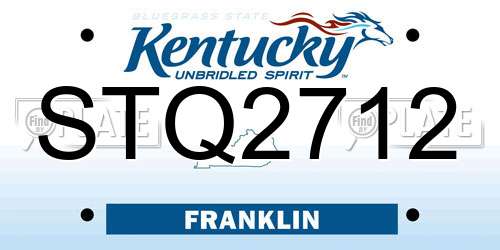 STQ2712 Kentucky License Plate